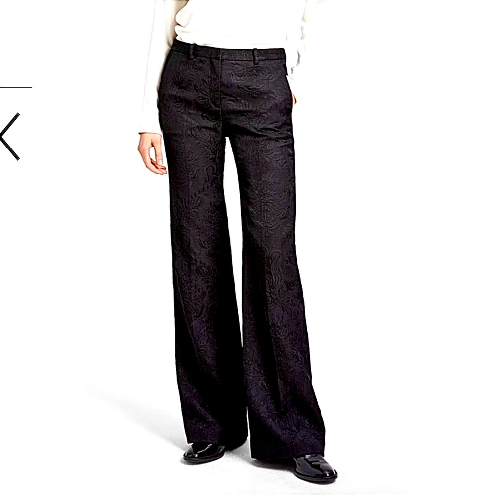 Theory floral Baroque Jacquard Flare black pants trousers sz.0